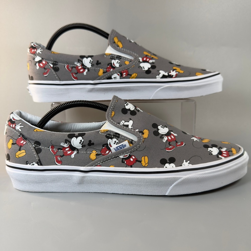 Vans Disney Mickey Classic Slip On Mens 11.5 11 1/2 Skate Shoes Gray Sneakers